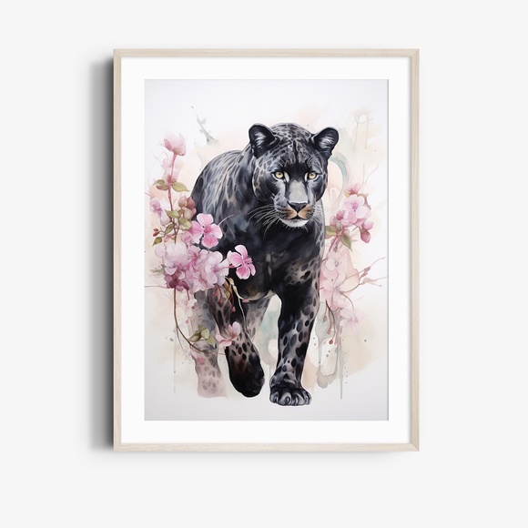 Watercolor Black Jaguar Wall Art Print Unframed - Majestic Jungle Elegance - Picture 6 of 6